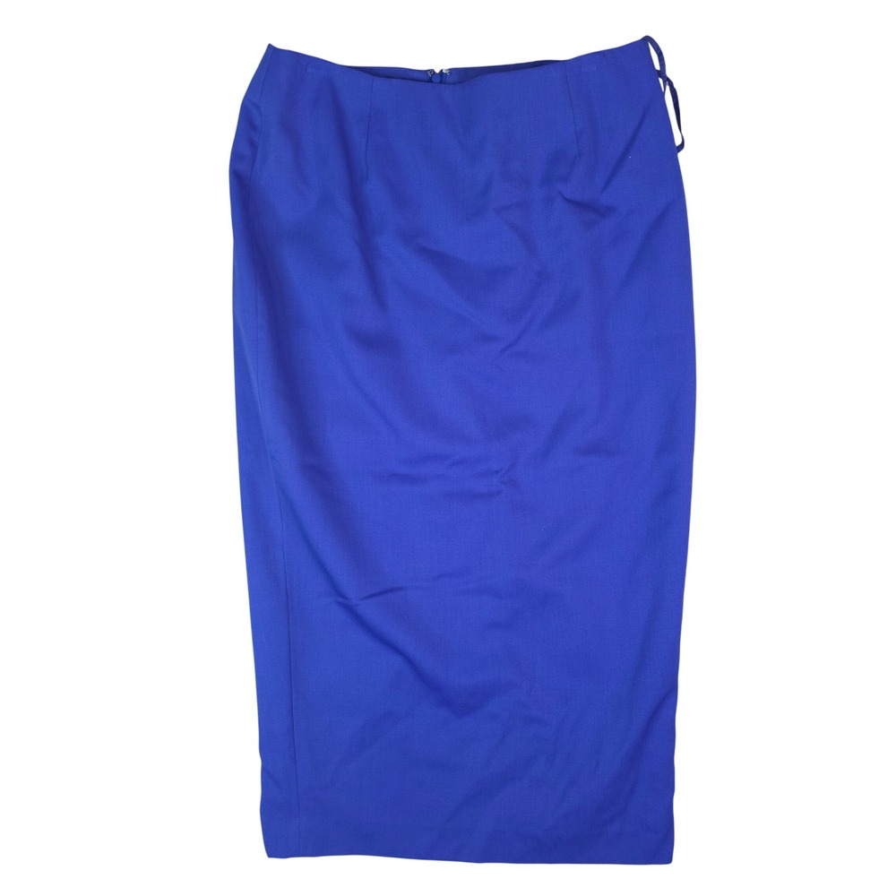 Jenna Pencil Skirt Womens 14 Blue 100% Wool Lined Midi Professional Career